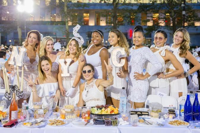 Guests attend the annual Diner en Blanc at Lincoln Center in New York on Aug. 22, 2017. (Eric Vitale for Diner en Blanc)